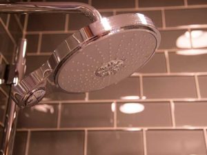 Great shower tile in this contemporary bath renovation…..#bathrenovation #subwaytile #showerinspiration #grayglossytile #njdesigninspiration