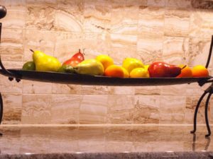Unique fruit bowl in client’s kitchen! #kitchenart #njdesign #kitchenremodel #uniquefruitbowl