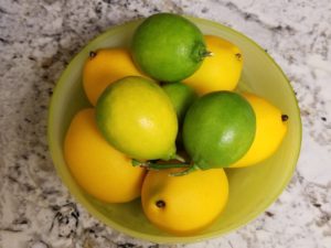 The green fruit on top are fresh lemons from our NJ client’s indoor garden! #workperks #freshlemons #njkitchenremodel  #designnj #gardenfruits