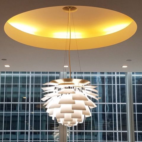 Great light fixture in a client's corporate workspace! #interiordesign
 #chandelierlighting #corporateworkspaces #designnj #modernlighting