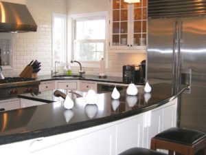 Our client’s kitchen was renovated over ten years ago! A timeless design that still looks great! #whitesubwaytile #blackgranite #designnj #whitekitchencabinets #stainlessappliances #subzero #njkitchens #kitchenbaywindow