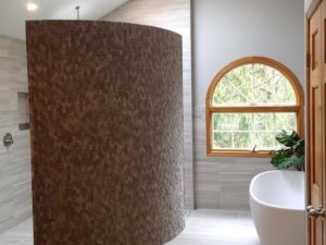 Our client’s newly renovated master bathroom project!  We love the curved wall curbless shower and free standing tub. More to come! #masterbathroom #freestandingbath #njbathrooms #newjerseybathrenovation #newjerseybathroomrenovation #designnj #njdesigner #newjerseykitchenandbath