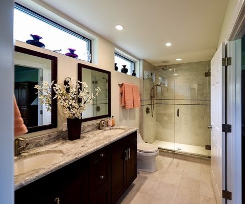 Master bath renovation in #princetonnj  We kept the original transom windows!
#masterbathroom #transomwindow #njbathremodeler #newjerseykitchenandbath #njdesigner #designnj