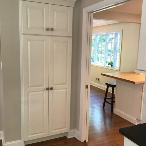 Storage solutions built into the wall! 👉🏼 #storagesolutions #customcabinet #deepstorage #njkitchendesign #kitchendesign