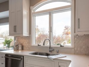 A great view in our client’s beautiful new kitchen! #quartzcountertops #insetcabinets #baywindow #njkitchen #designnj #newjerseykitchenremodel
