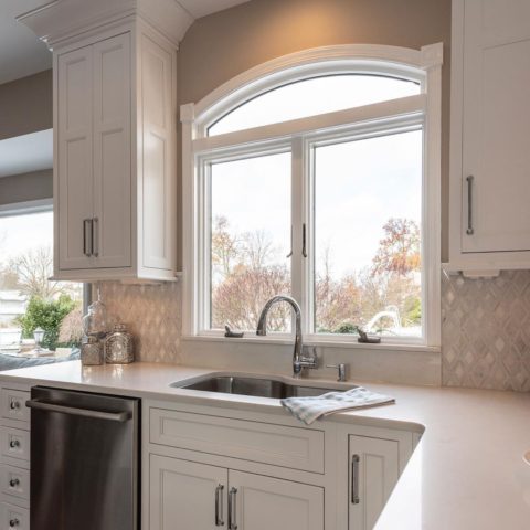 A great view in our client’s beautiful new kitchen! #quartzcountertops #insetcabinets #baywindow #njkitchen #designnj #newjerseykitchenremodel