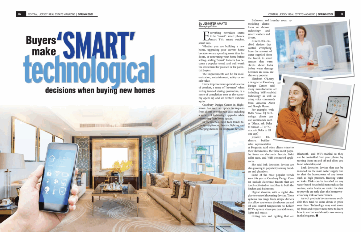 Modern living room featuring smart home devices like a thermostat and lighting controls — perfect for illustrating smart home buying tips.